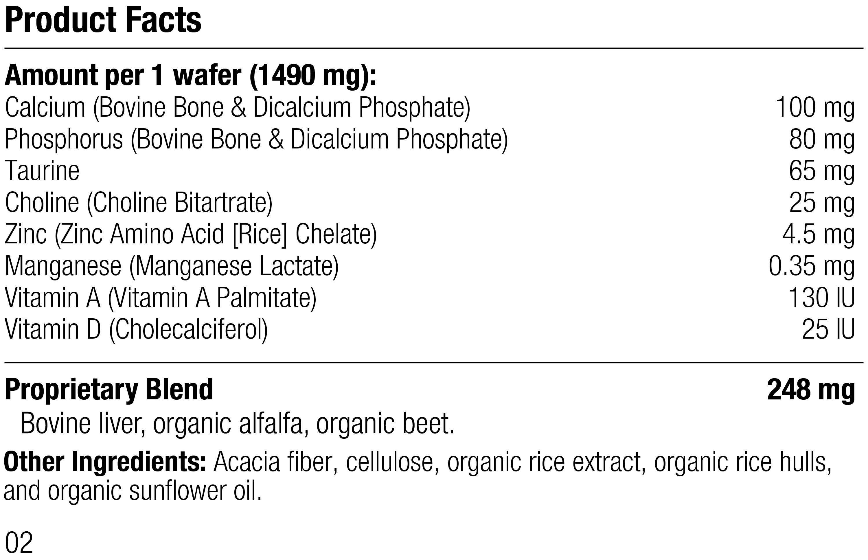 Spirited Paw® Health + Vitality Supplement Facts