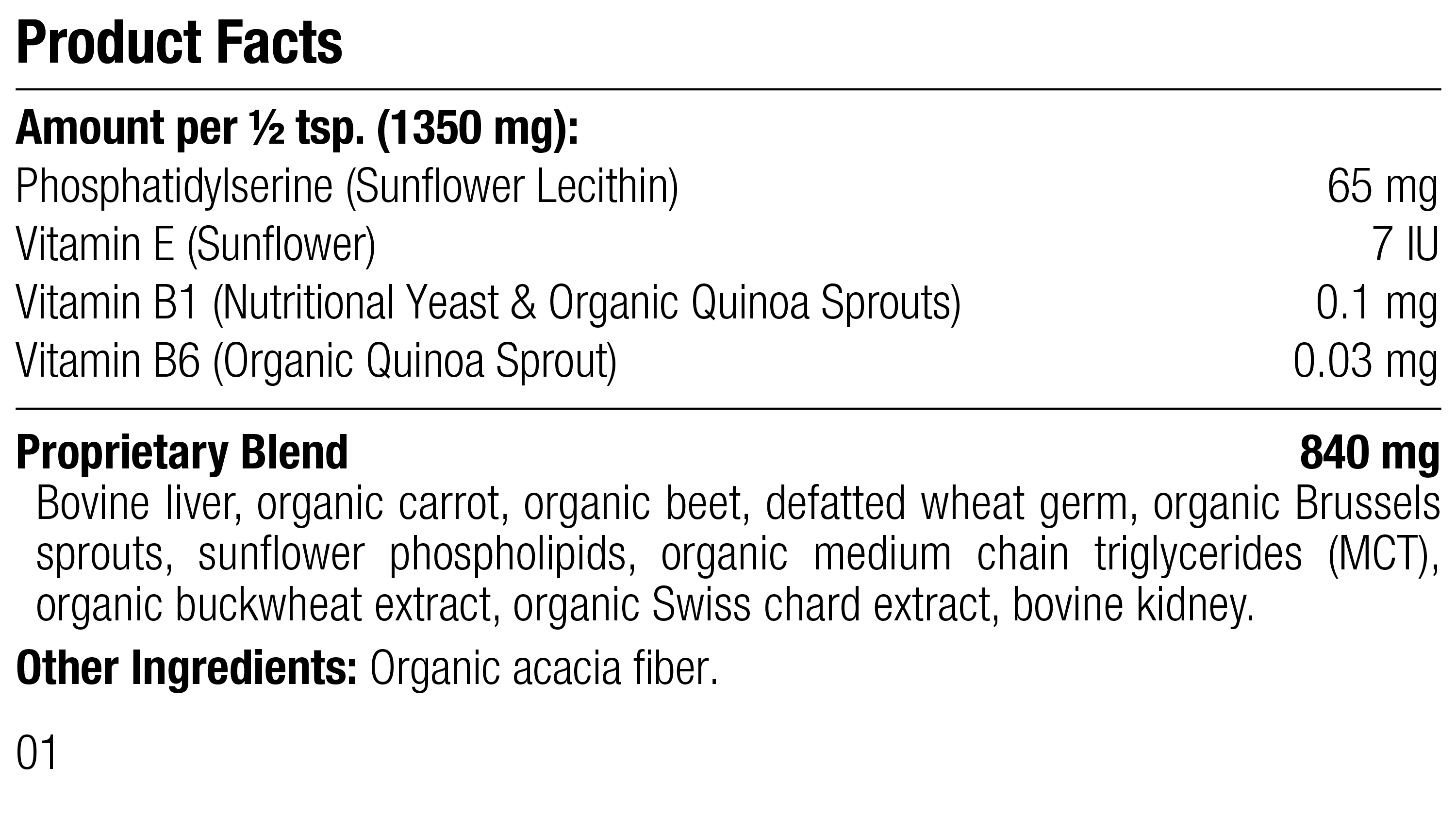 Spirited Paw®  Healthy Mind Supplement Facts