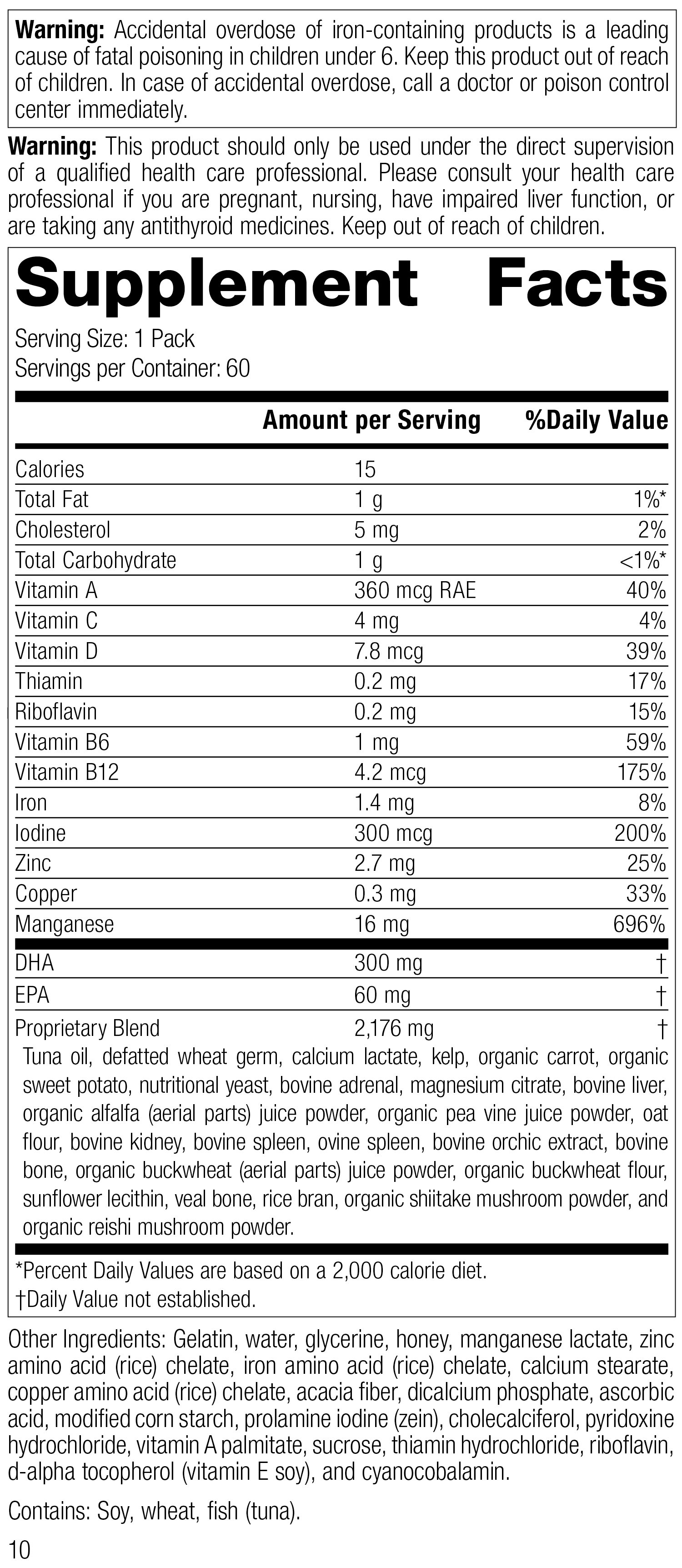 General Health Pack Supplement Facts